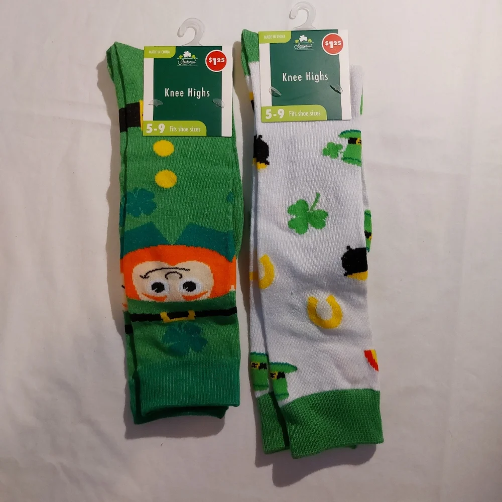 St. Patrick's Day Themed Socks Set Of 2 NEW